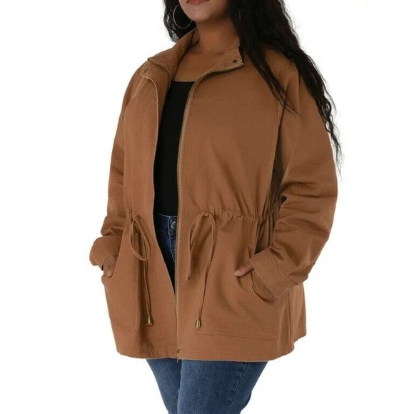 Agnes Orinda Women's Plus Size‎ Jacket Lightweight Anorak Drawstring Utility 3X - Picture 4 of 12